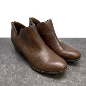 BOC Celosia Brown Faux Leather Booties Women's US 9.5 M Side Zip Shoes BC0004352